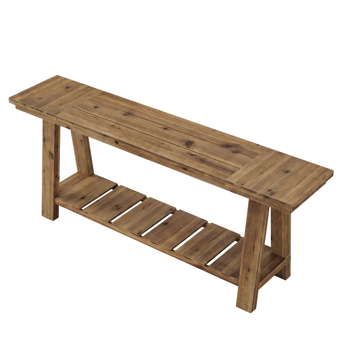 200cm Console Table, Long Farmhouse Entryway Table with 2-Tier Storage Shelf