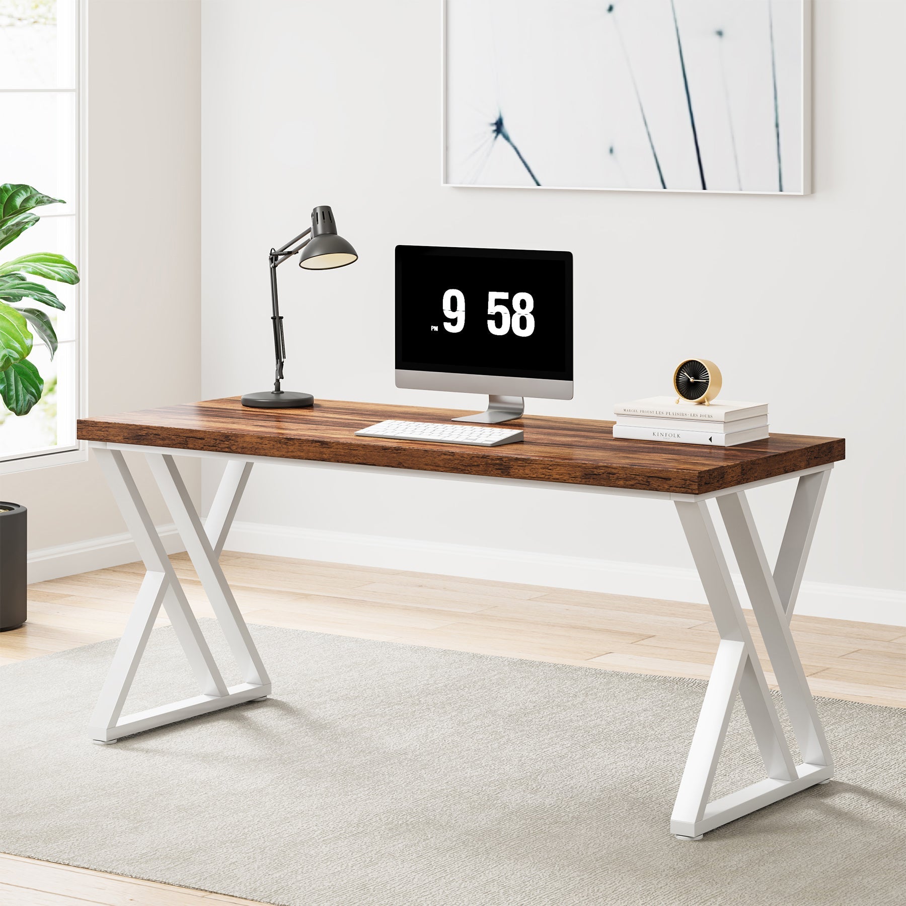 55" Heavy-Duty Computer Desk, Simple  Study Desk Writing Table