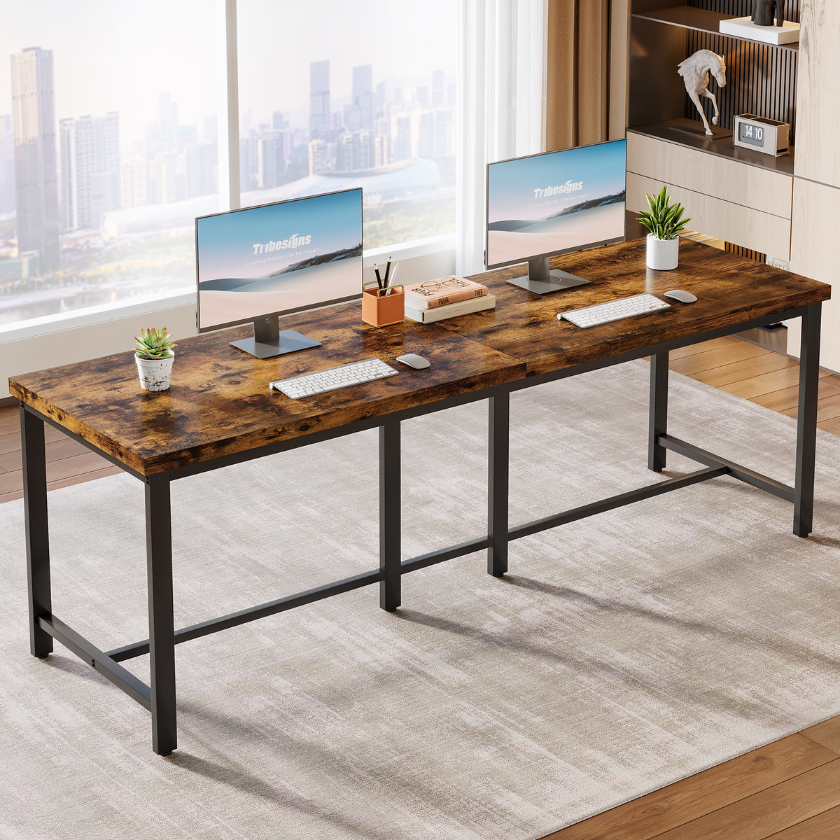 Tribesigns 200cm-long computer desk, office desk for two people