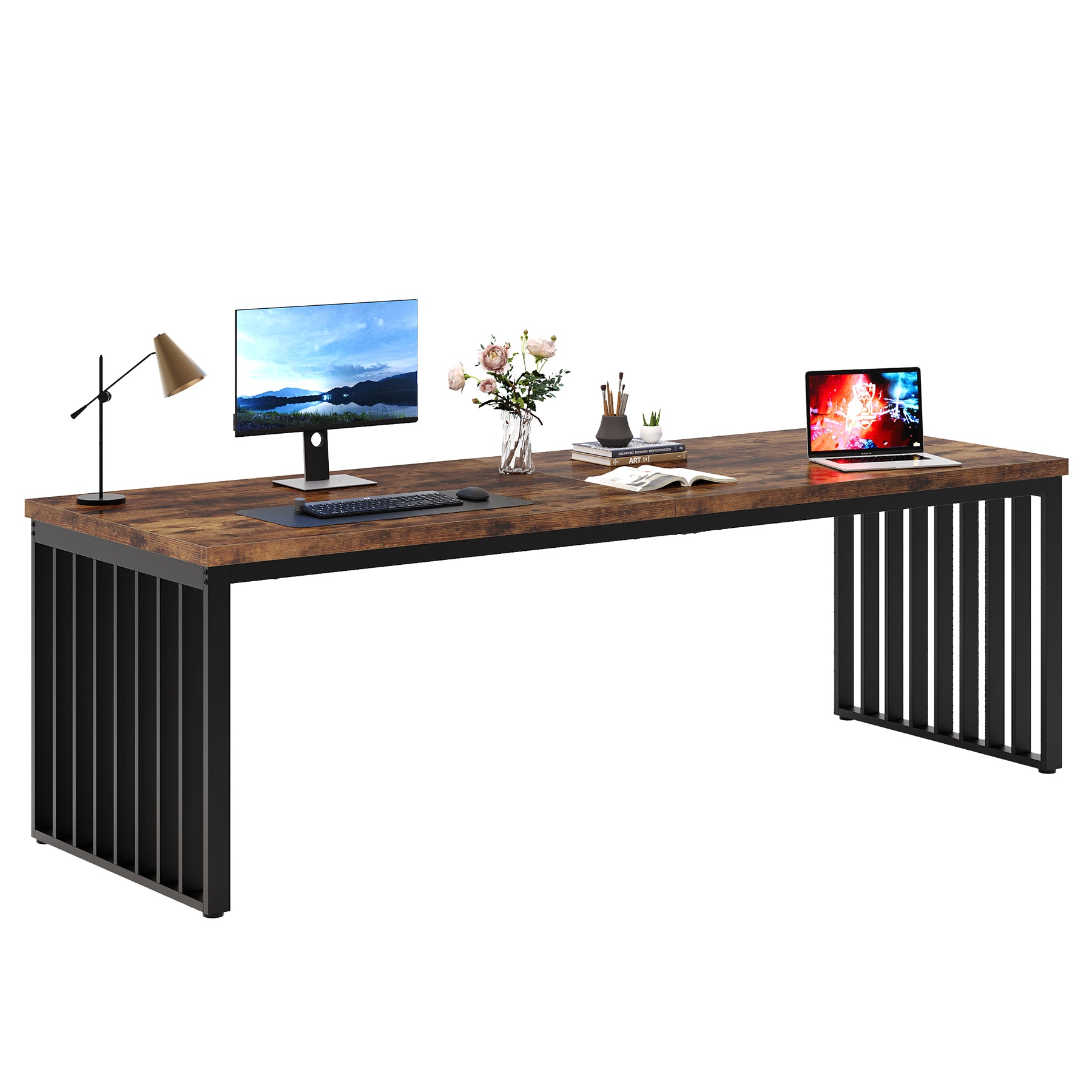 71" Home Office Computer Desk - Heavy Duty Metal Frame Workstation