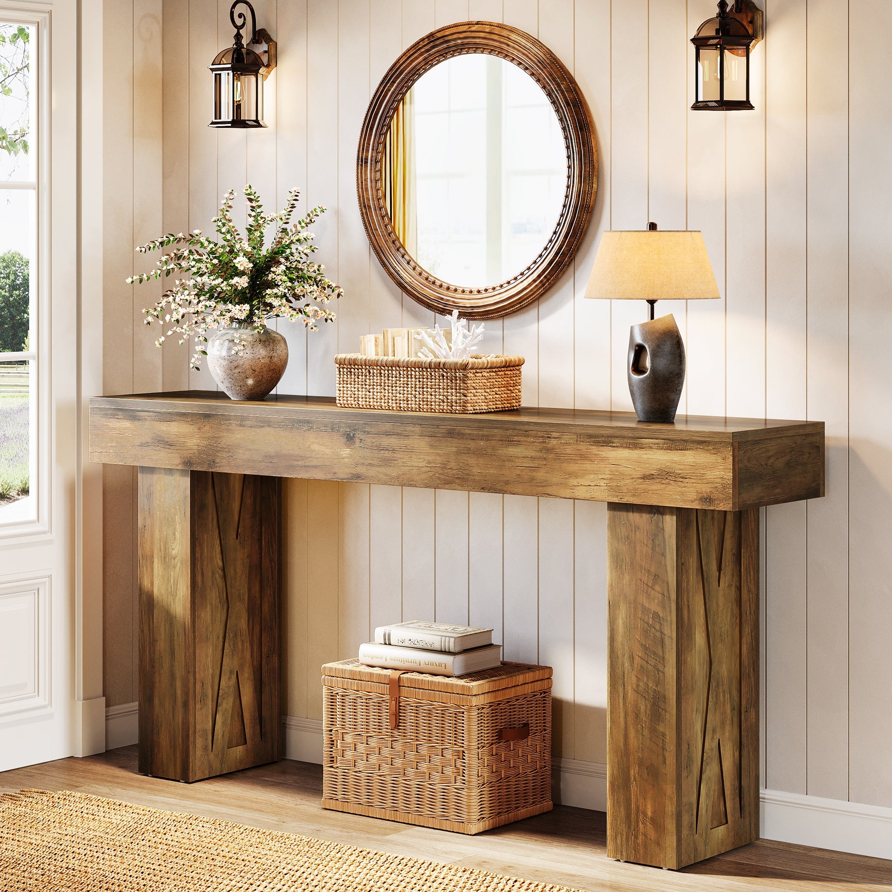 63" Narrow Console Table, Modern Sofa Table for Entryway Living Room