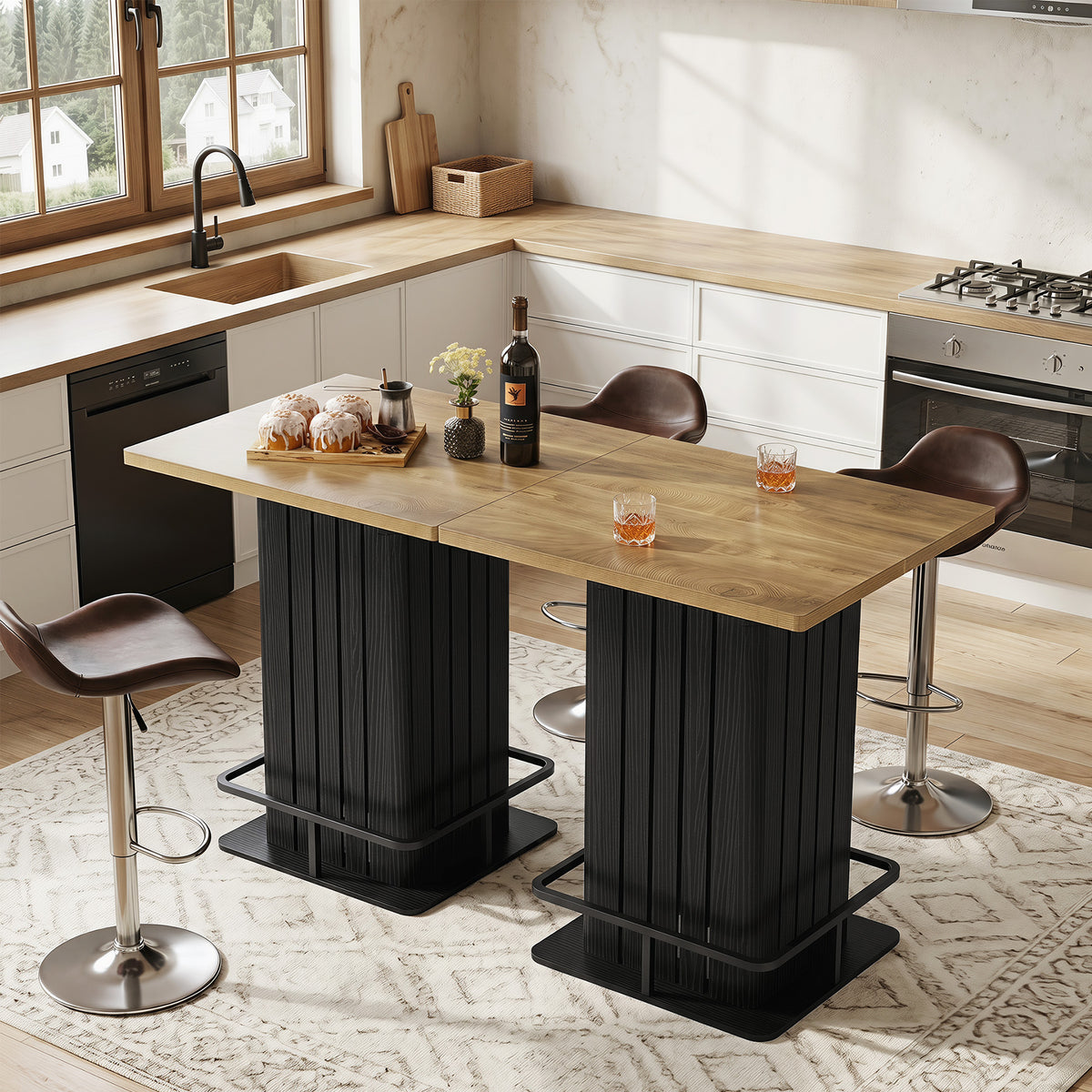 96cm Square Bar Table, Counter-Height Dining Table for Home Kitchen