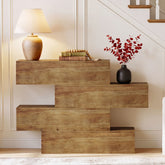 110cm Console Table, Asymmetrical Solid Wood Rustic Sofa Table for Living Room 3