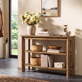 104cm Console Table, 3-Tier Solid Wood Entryway Sofa Table 3