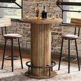 31" Bar Table, Round Bistro Pub Table with Footrest for Dining Coffee Cocktail(Only Table) Tribesigns#Color_Rustic Brown 3