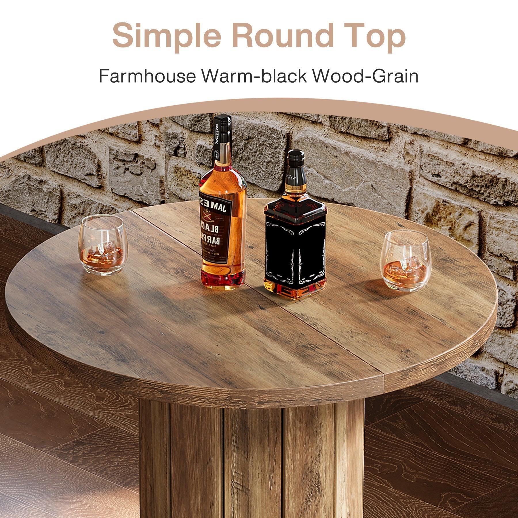 31" Bar Table, Round Bistro Pub Table with Footrest for Dining Coffee Cocktail(Only Table)