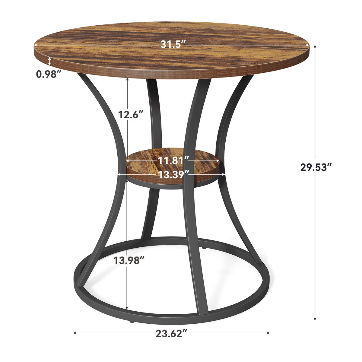 31.5" Dining Table, Round Kitchen Dinner Table with Sturdy Geometric Frame for 2 - 4 Tribesigns