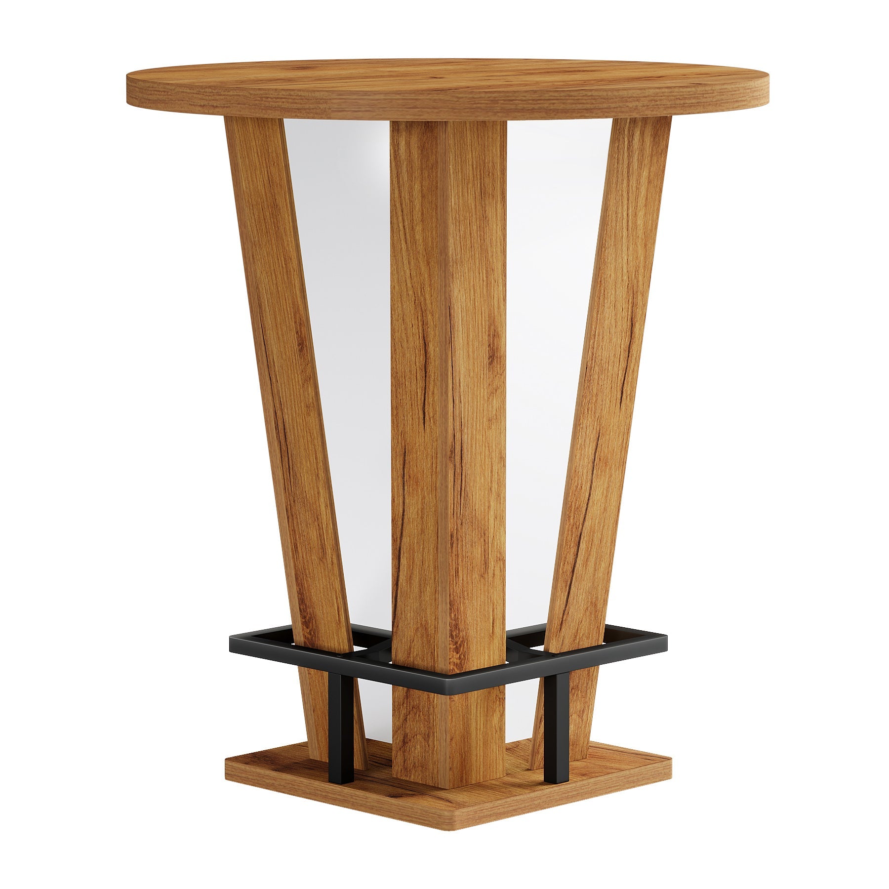 31.5" Bar Table, High Top Cocktail Bistro Pub Table with Metal Footrest Tribesigns