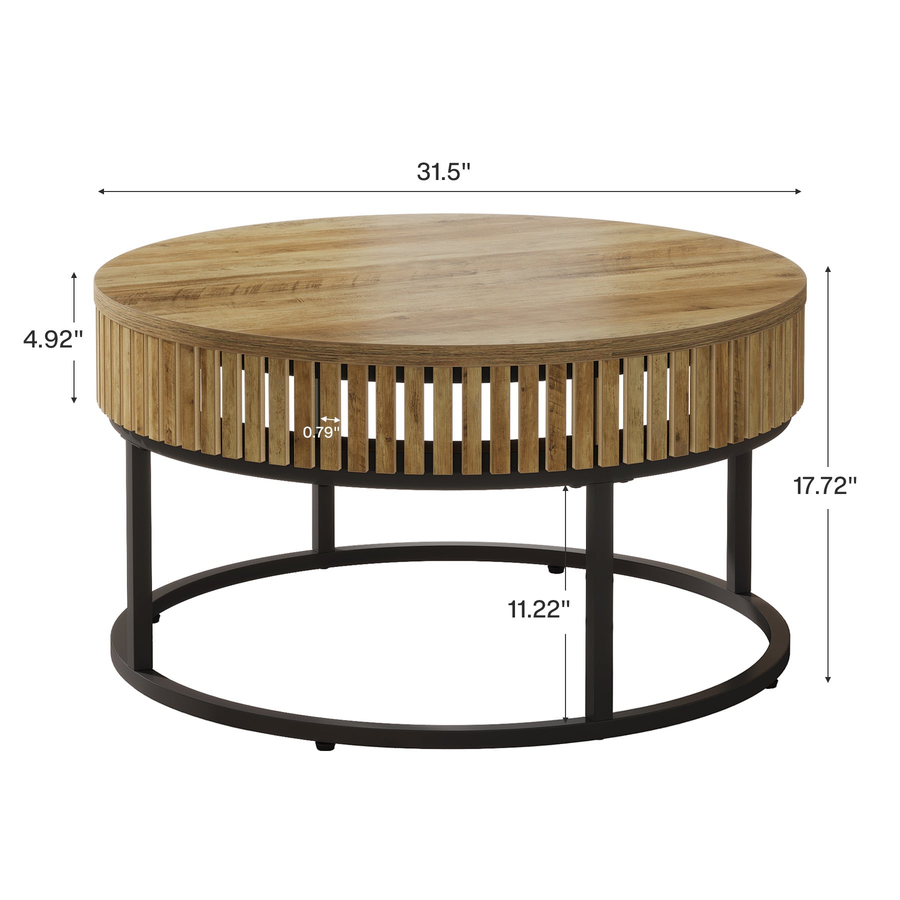 31.5" Coffee Table, Farmhouse Circle Cocktail Center Table