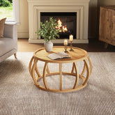31.5" Coffee Table, Solid Wood Center Table with Curved Frame Base 3