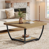 31.5" Coffee Table, Square 2-Tier Accent Center Cocktail Table with Storage 3