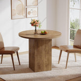 31.5" Dining Table, Circle Kitchen Dinner Table with Fluted Pedestal for 2 3