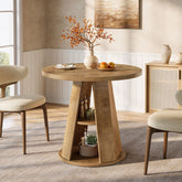 31.5" Dining Table, Modern Round Kitchen Table with Storage Shelf 3