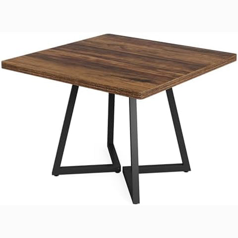 31.5" Square Dining Table, Wood Kitchen Table with Metal Legs for 4