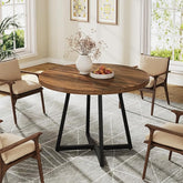 31.5" Dining Table, Industrial Kitchen Dinner Table with Metal Base Tribesigns 3