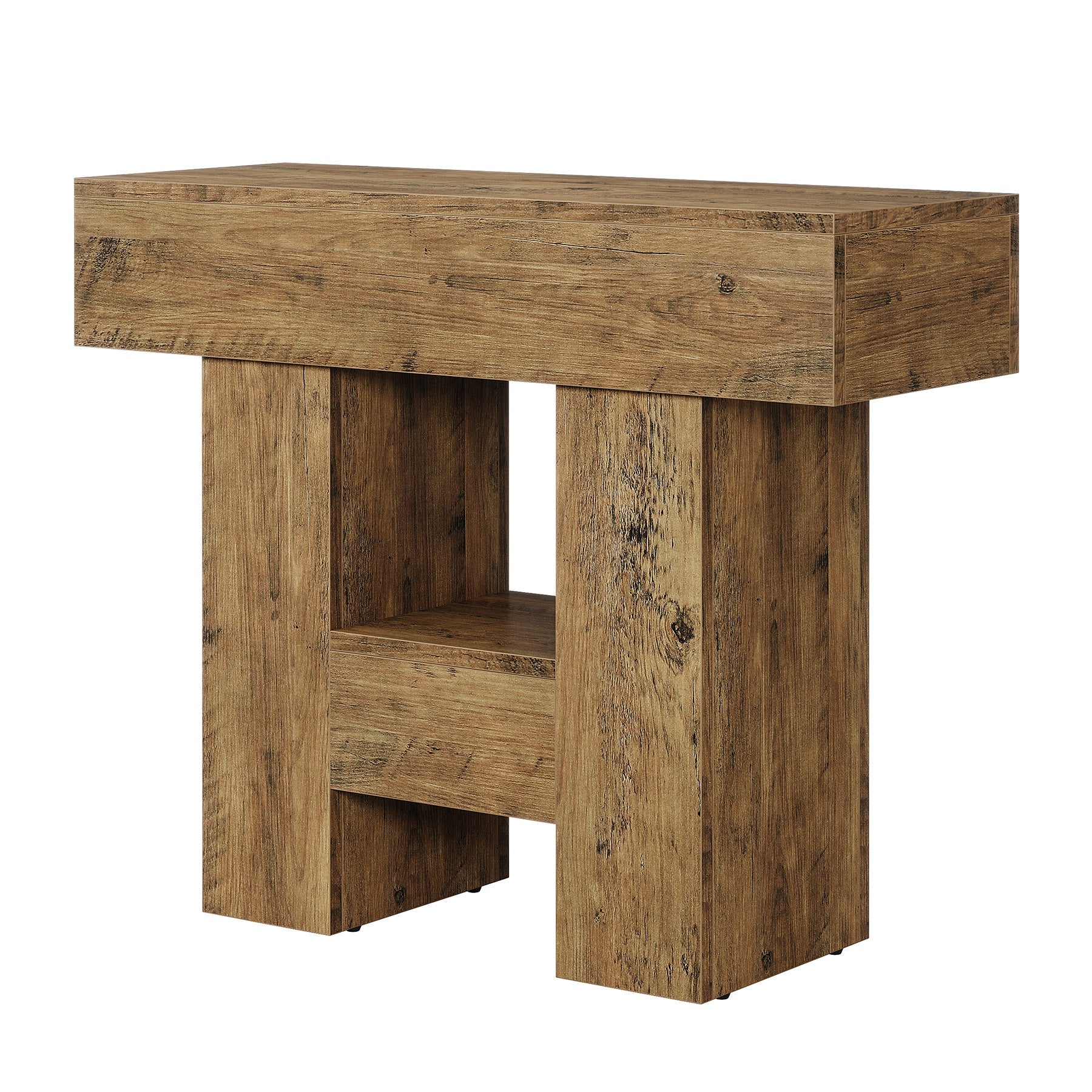 23.6" Farmhouse Narrow End Table with 2-Tier Storage Shelf, Sofa Side Table for Living Room