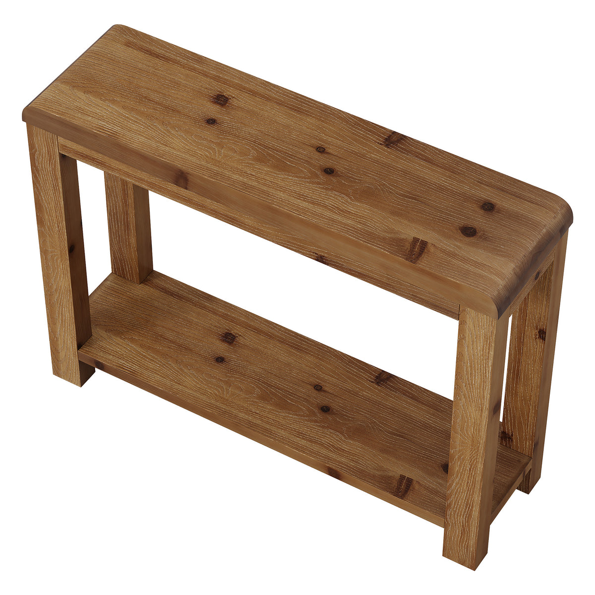 105cm Console Table, Solid Wood Farmhouse Sofa Table with Open Shelf Storage for Hallway Living Room
