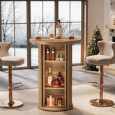 35.4" Round Bar Table, High Top Pub Table with 3-Tier Hidden Storage Shelves 3
