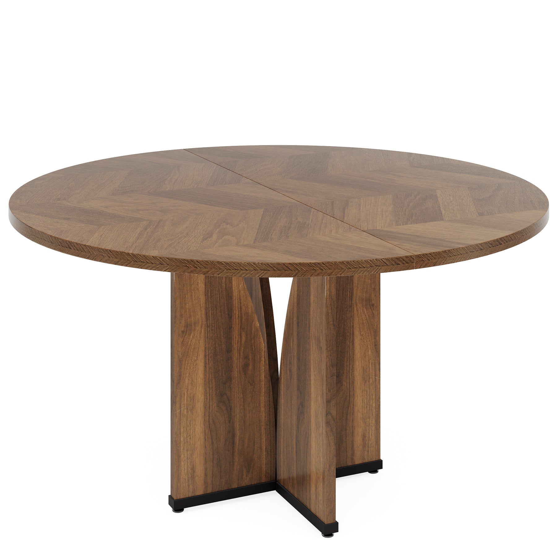 39.37" Round Farmhouse Dining Table with Pedestal Base for 4