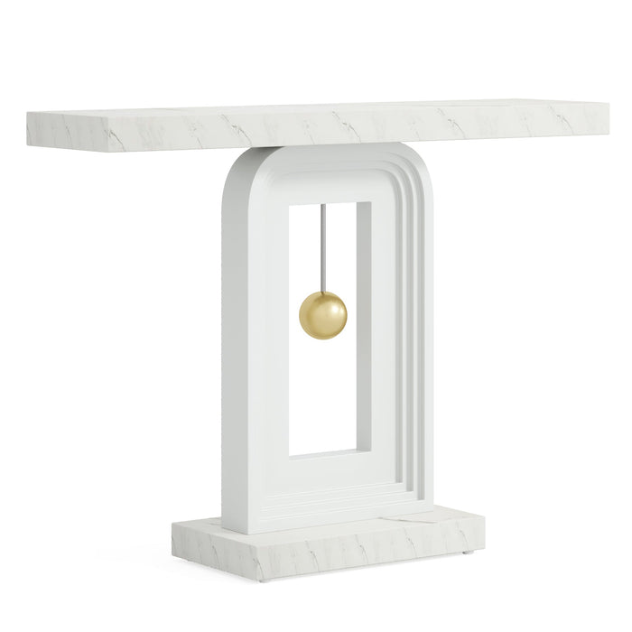 100cm Console Table, Modern Sofa Entryway Table with Gold Decor