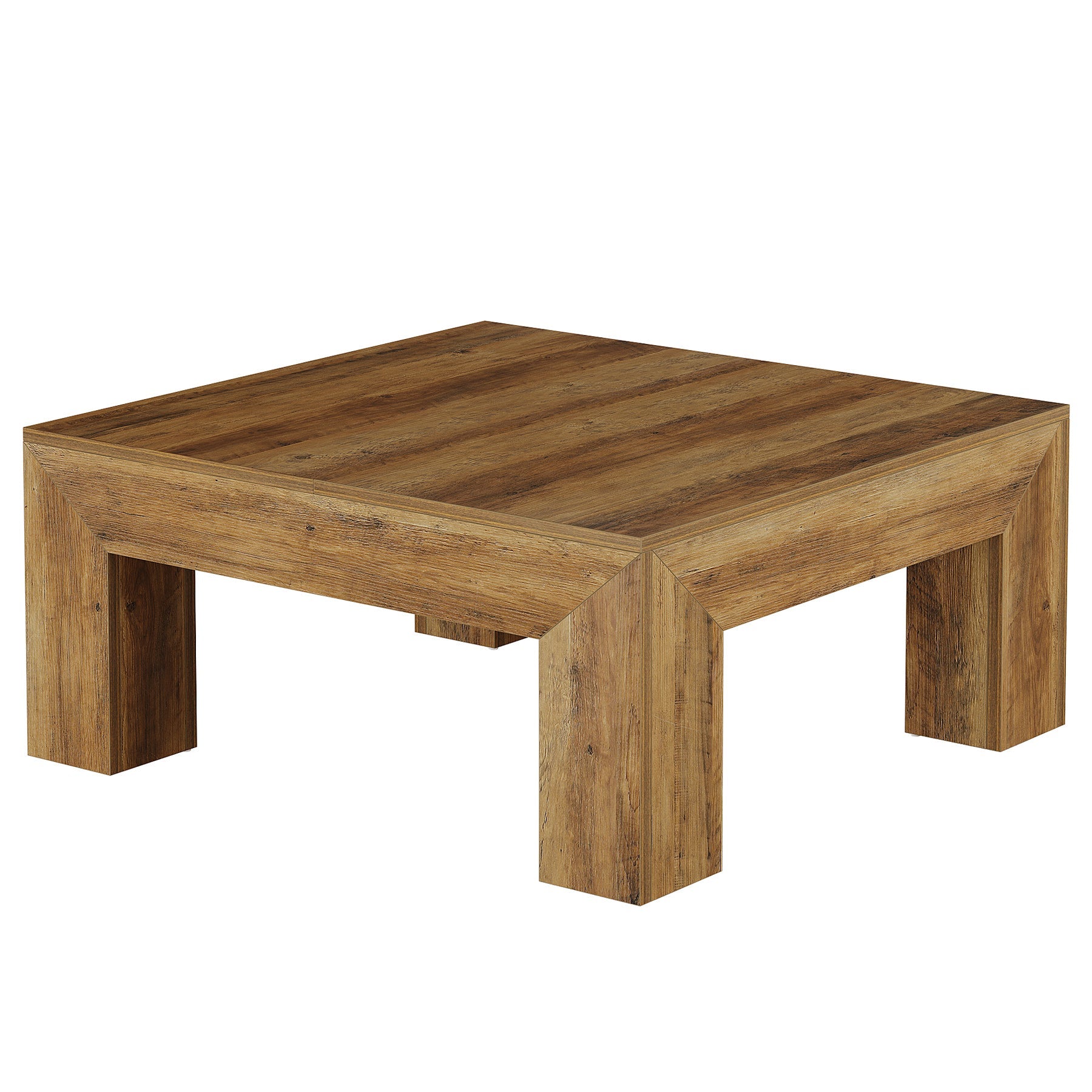 39" Square Farmhouse Coffee Table, Tea Table with Sturdy Wood Legs