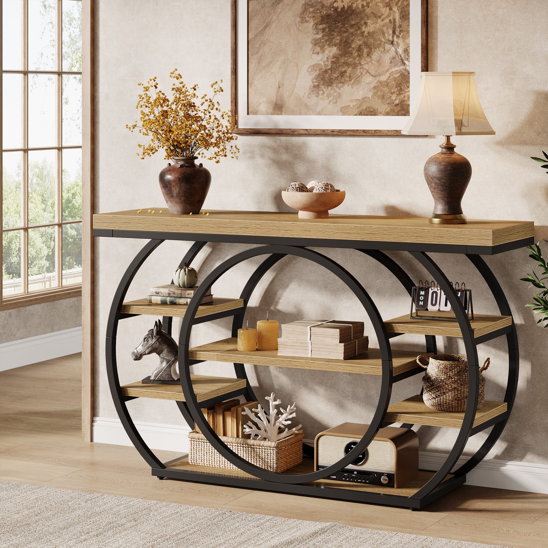 Tribesigns 47" Console Table, 5-Tier Industrial Entryway Table with Metal Frame