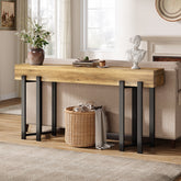 63" Industrial Console Table with Metal Frame, Wooden Sofa Table for Entryway and Living Room 3