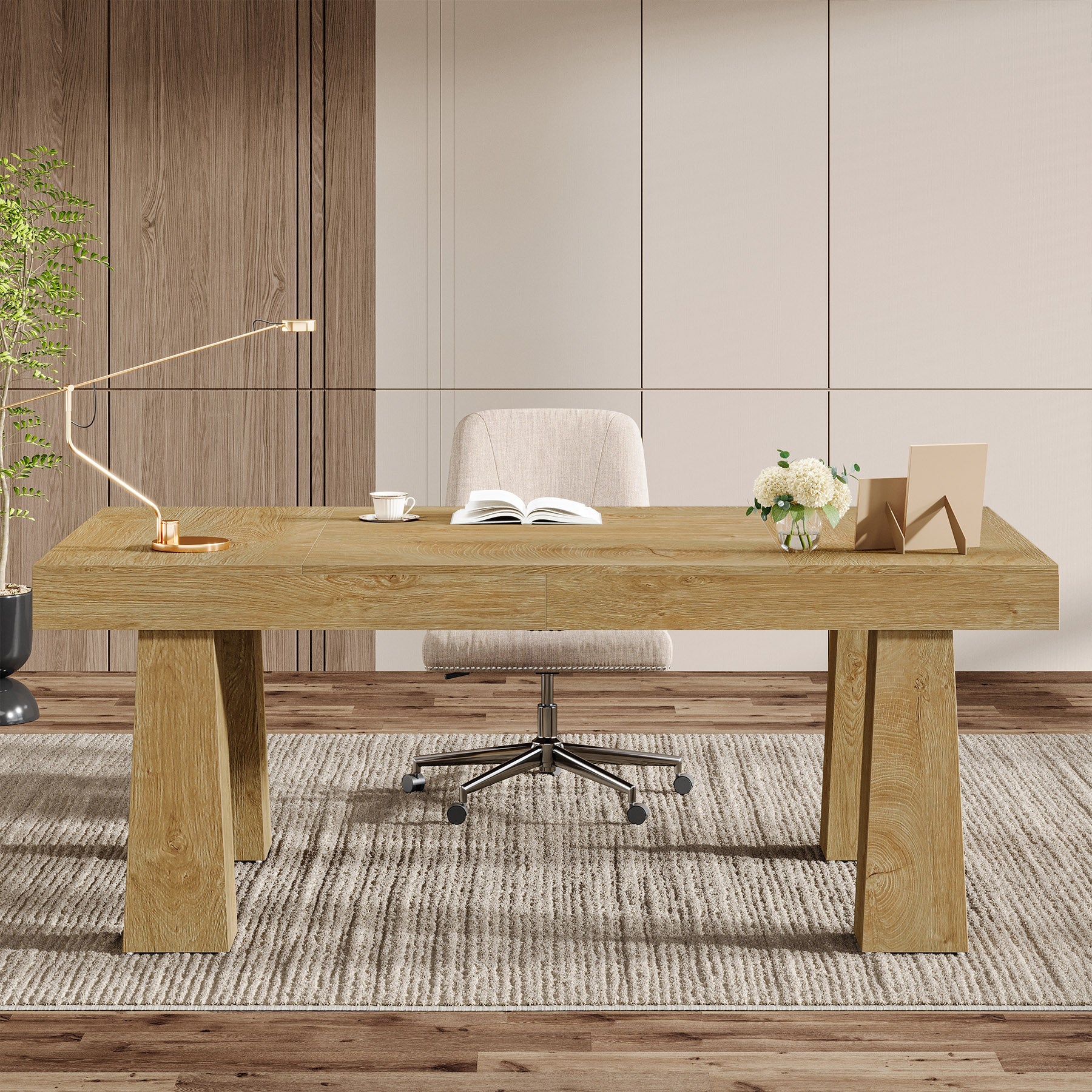 63" Executive Desk, Modern Home Office Desk Computer Desk