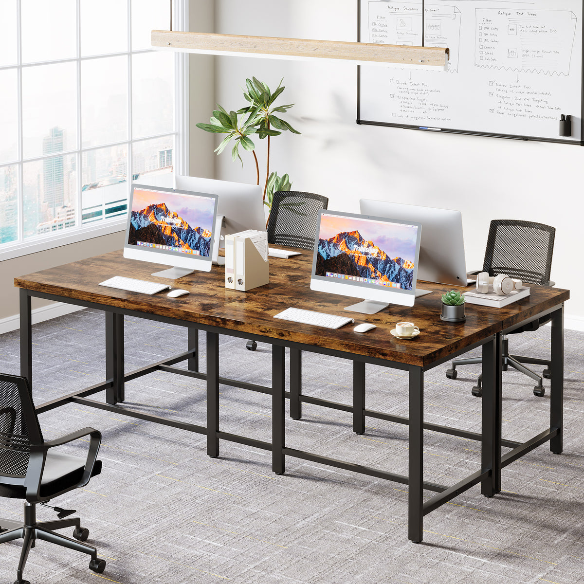 Tribesigns 200cm-long computer desk, office desk for two people