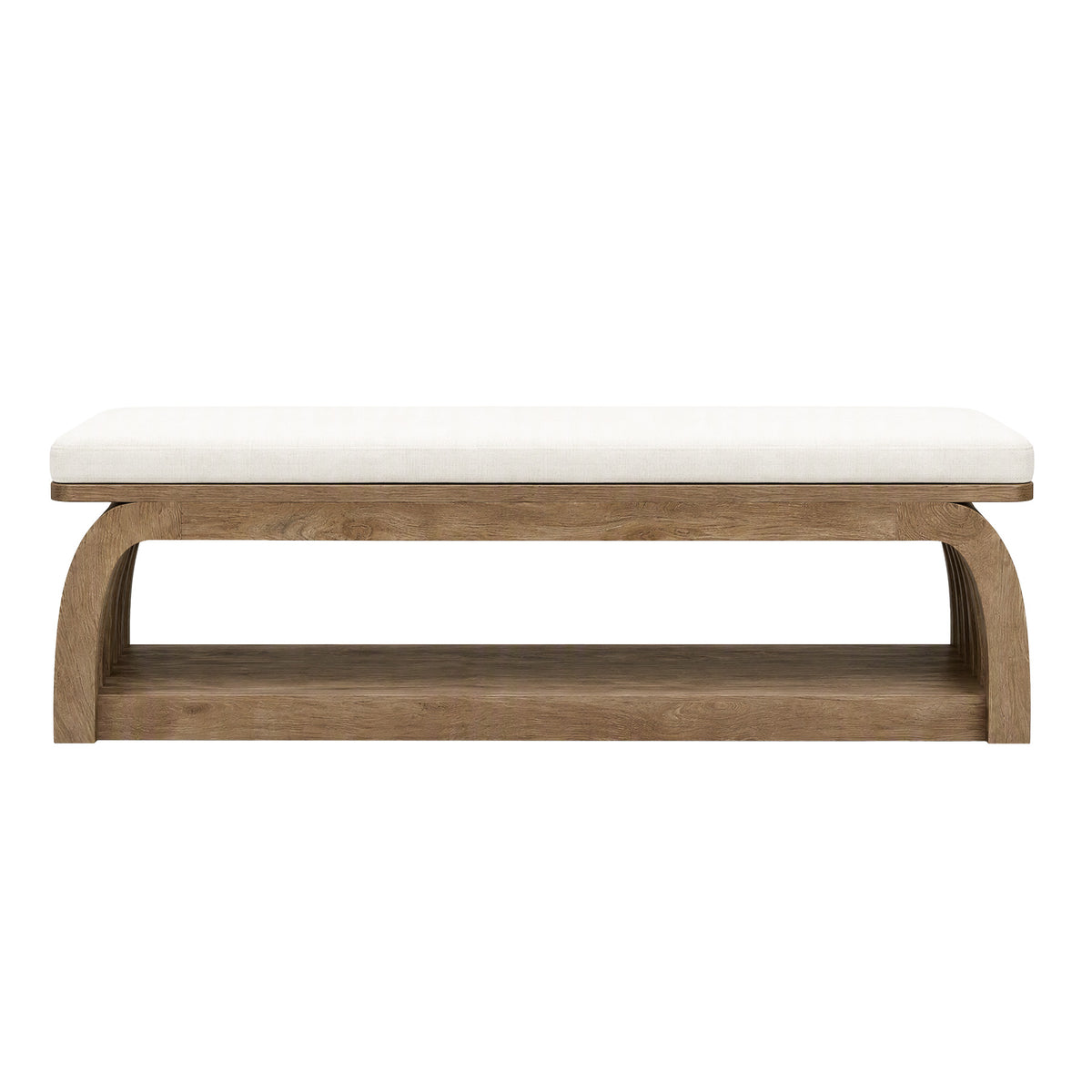 140cm Dining Bench, Upholstered 2-Tier Farmhouse Kitchen Bench with Hollow Legs