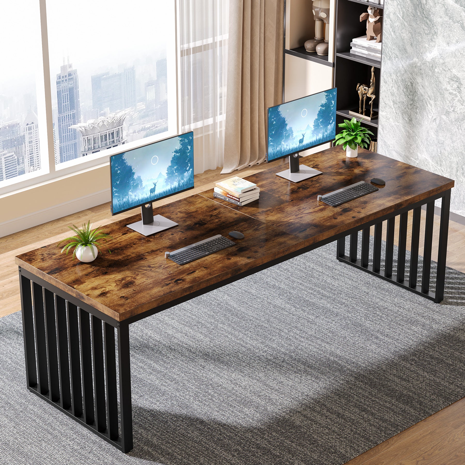 71" Home Office Computer Desk - Heavy Duty Metal Frame Workstation