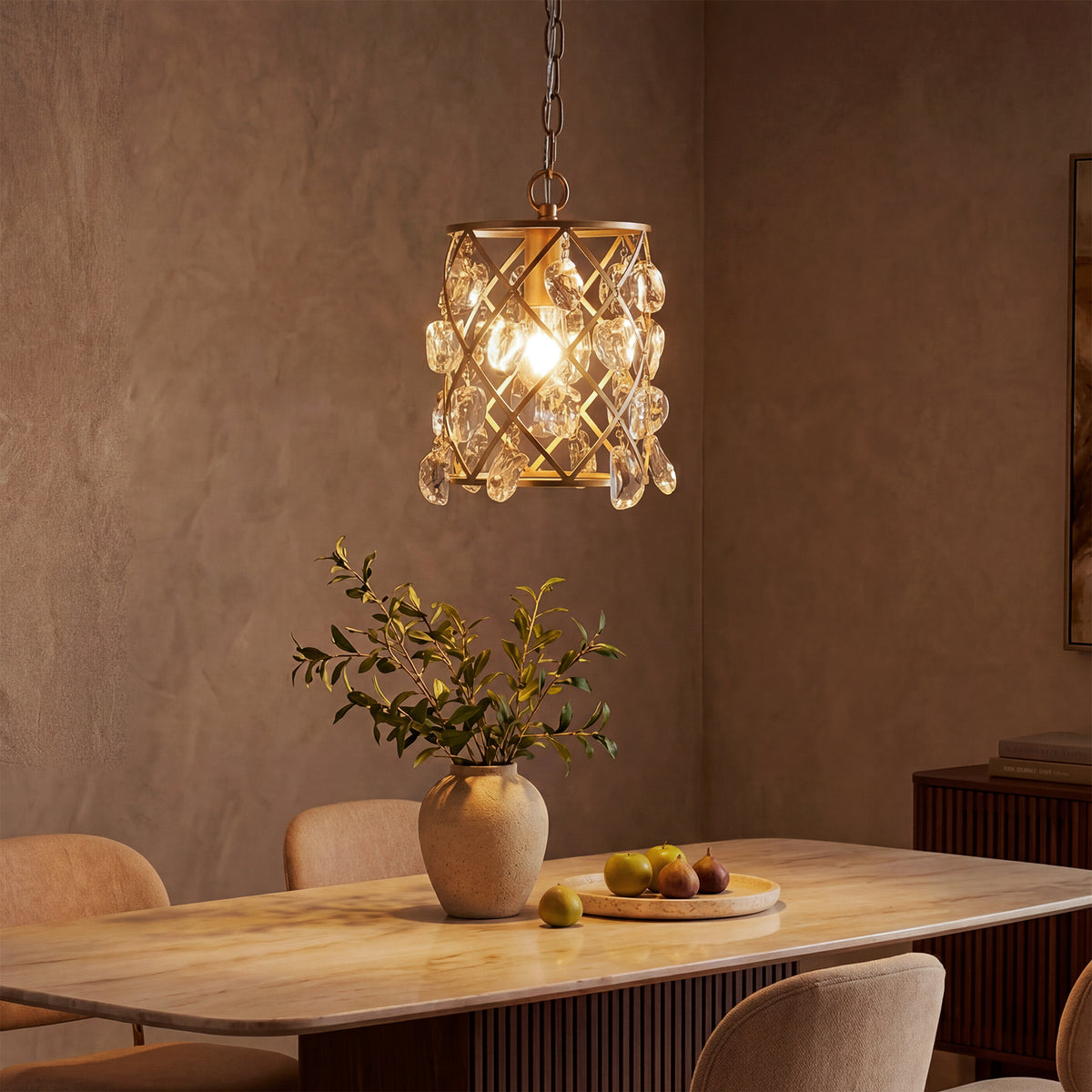 Modern Gold Crystal Pendant Light, Water Drop Glass Chandelier
