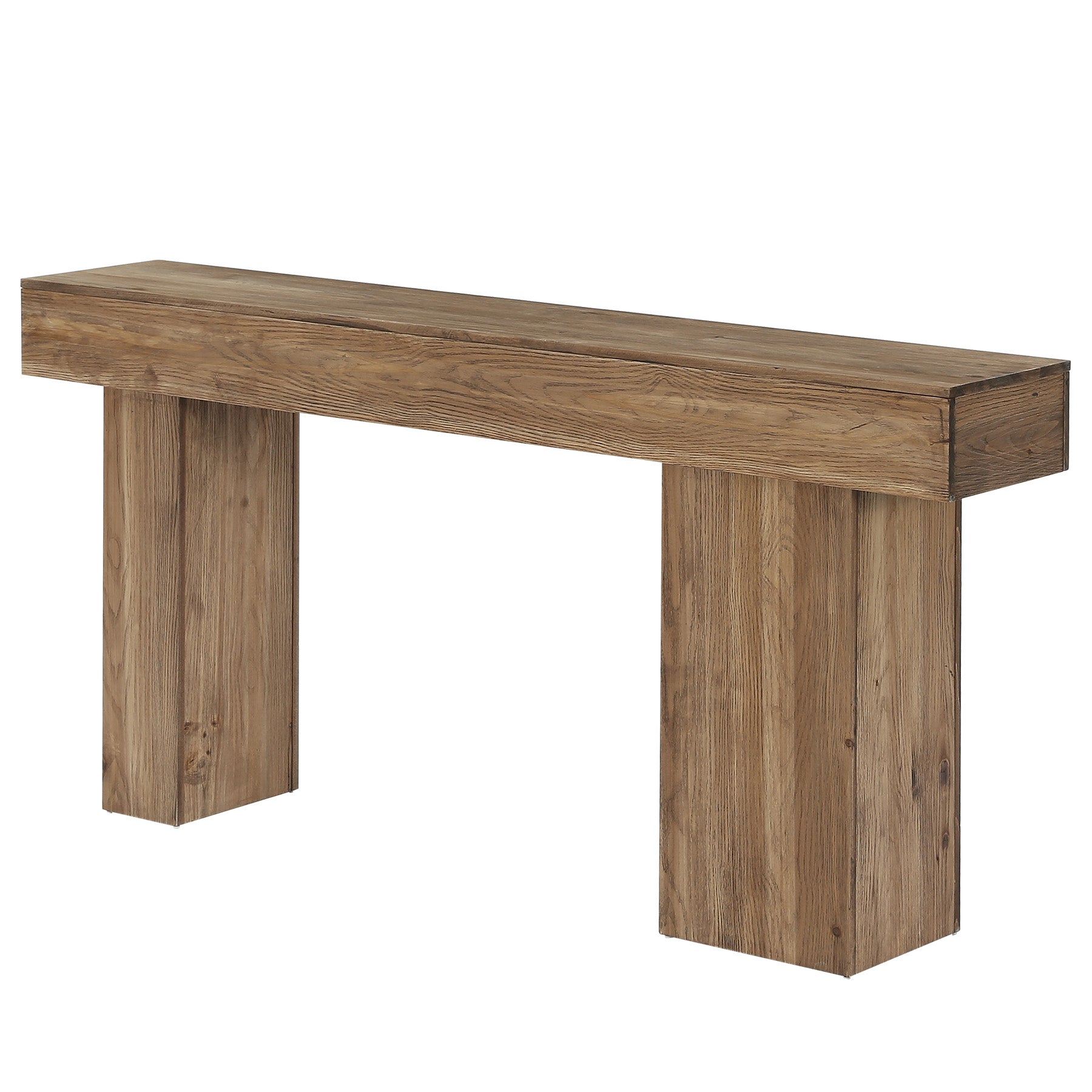 160cm Solid Wood Farmhouse Console Table with Artistic Legs, Heavy-Duty Sofa Table
