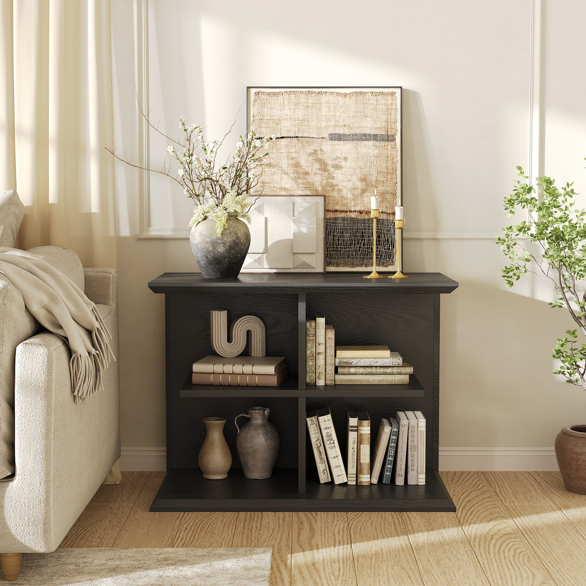 80cm industrial-style 3-tier side table with storage space – versatile side table for the living room and hallway