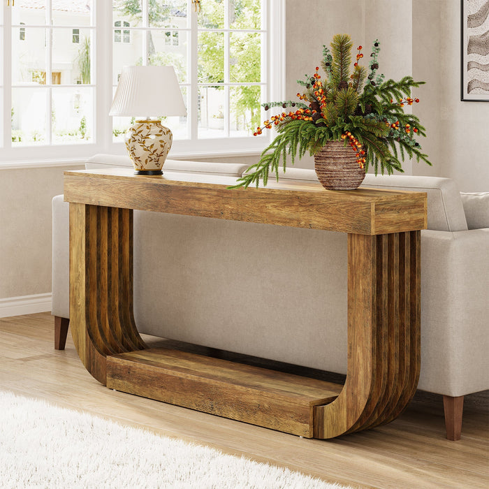 180cm Console Table, 2-Tier Wooden Hallway Table with U-Shaped Legs
