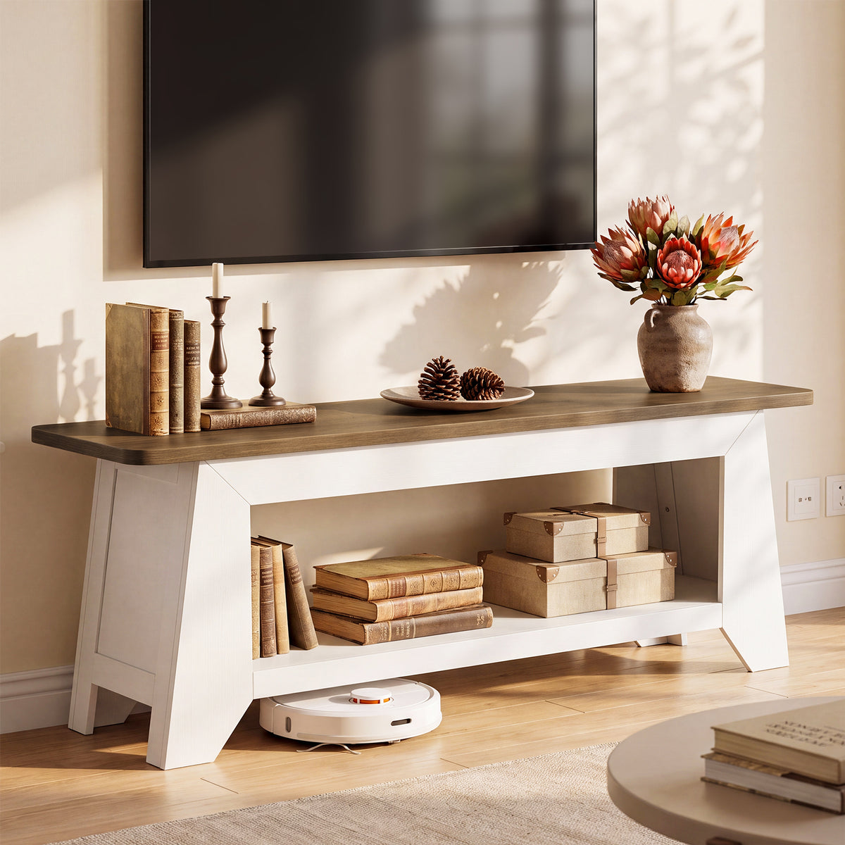 160cm TV Stand, Farmhouse Entertainment Centre with Storage for TVs up to 70"