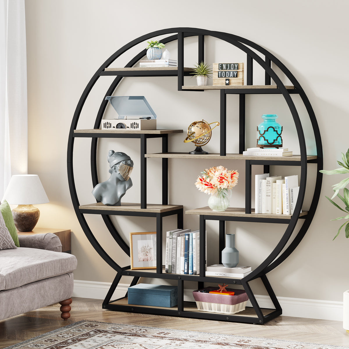63" Round Plant Stand, Flower Pot Plant Rack with 8 Shelves