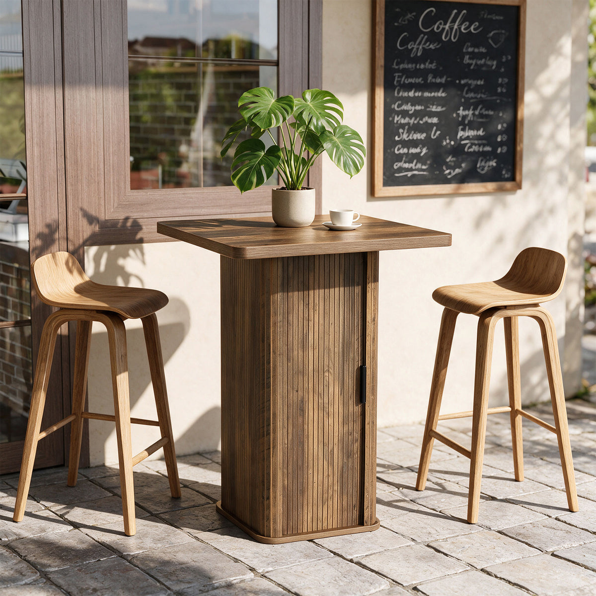 Tribesigns Bar Table with 3-Shelf Storage Unit, Height 90 cm, for Small Kitchens
