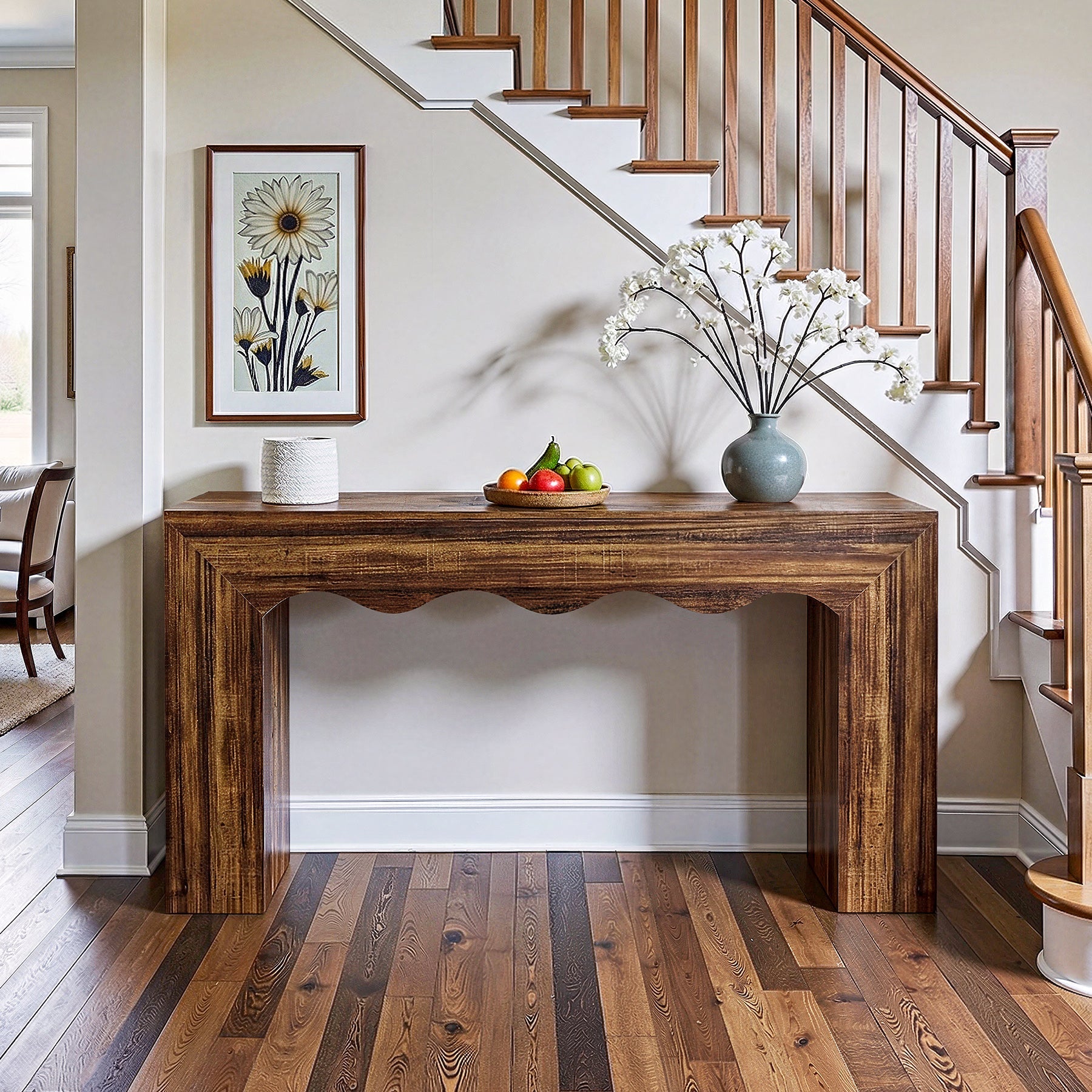 63" The Homestead Haven, Narrow Farmhouse Console Table with Storage Base