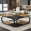 100cm Square Coffee Table , Modern Central Cocktail Table with 2-Tier Storage for Living Room