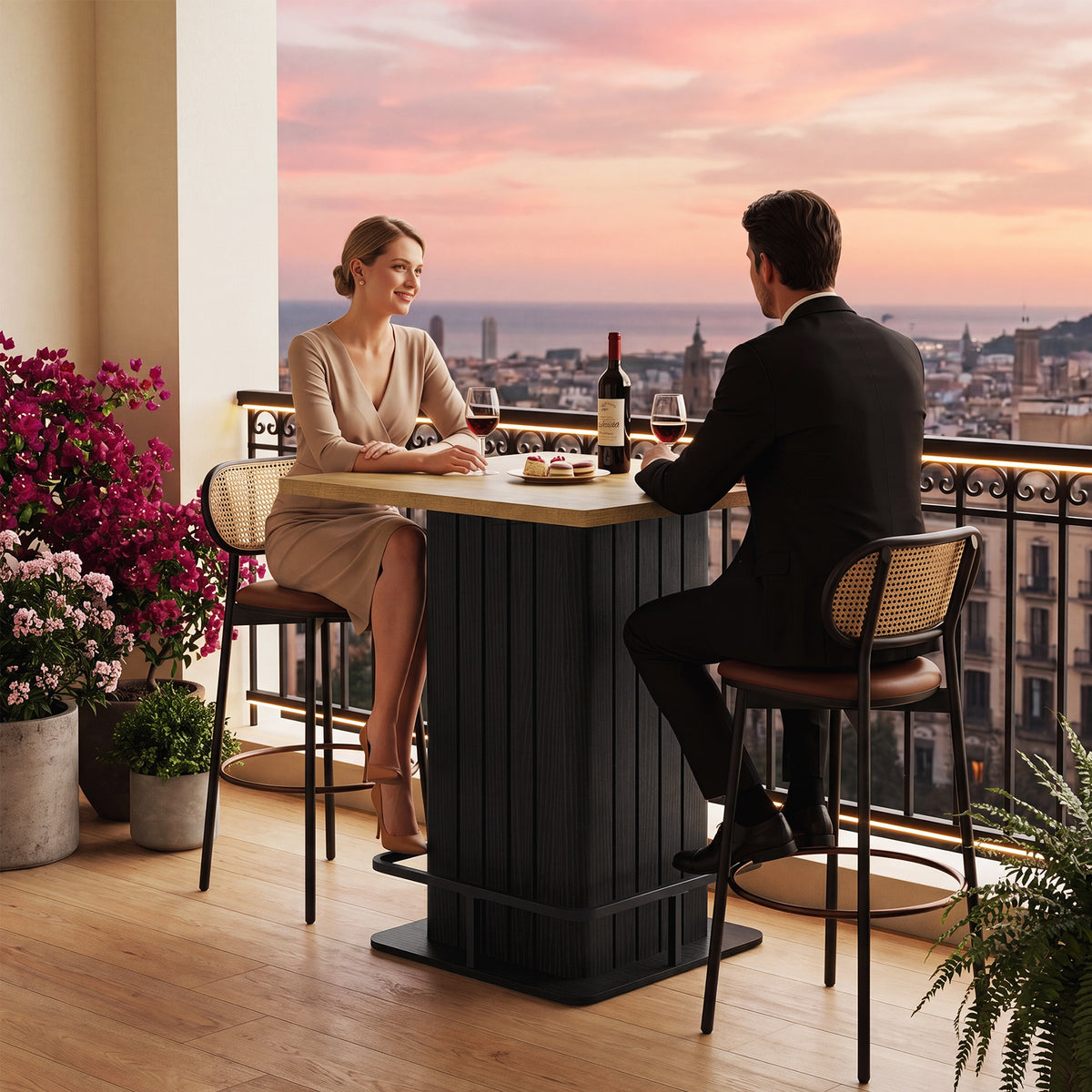 96cm Square Bar Table, Counter-Height Dining Table for Home Kitchen