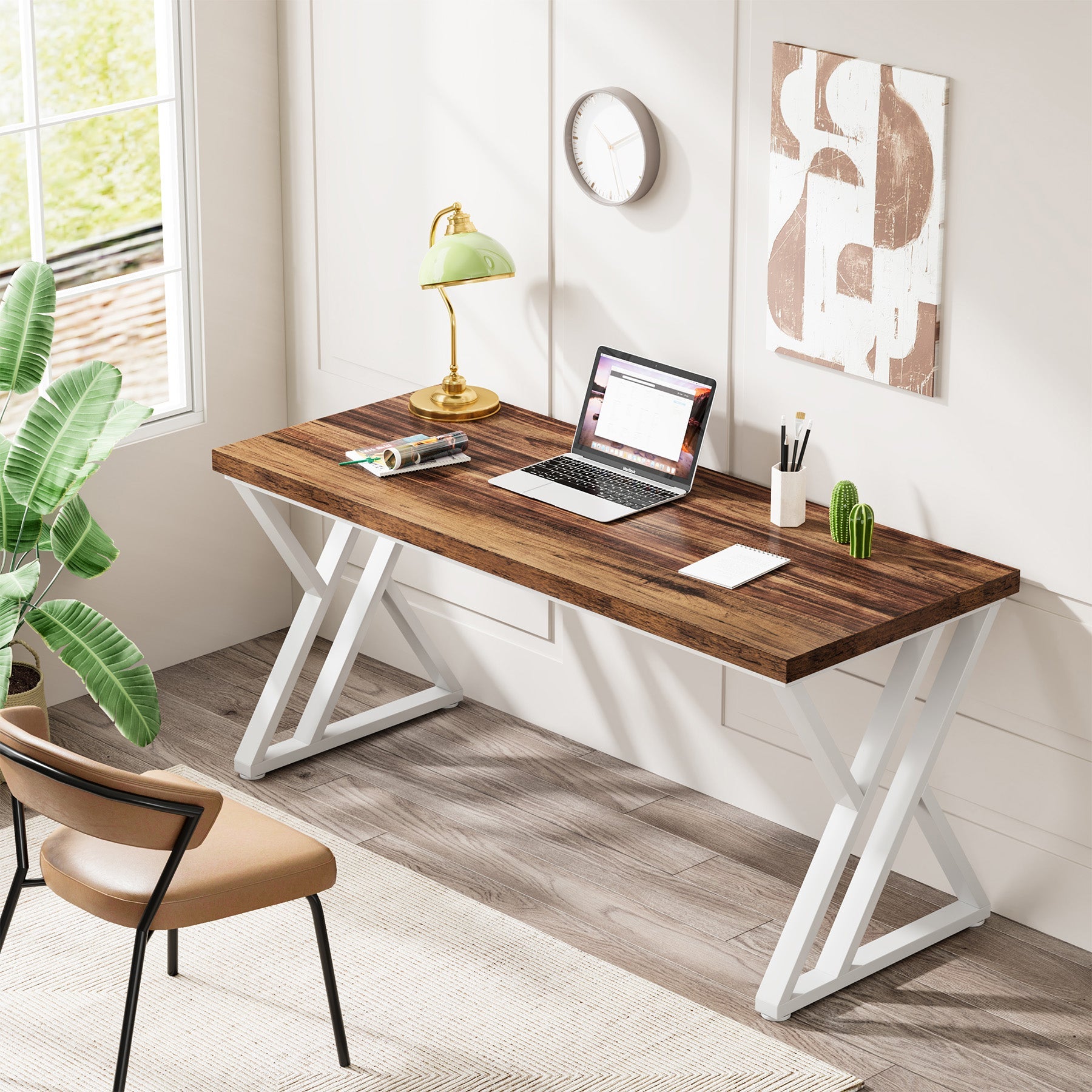 55" Heavy-Duty Computer Desk, Simple  Study Desk Writing Table