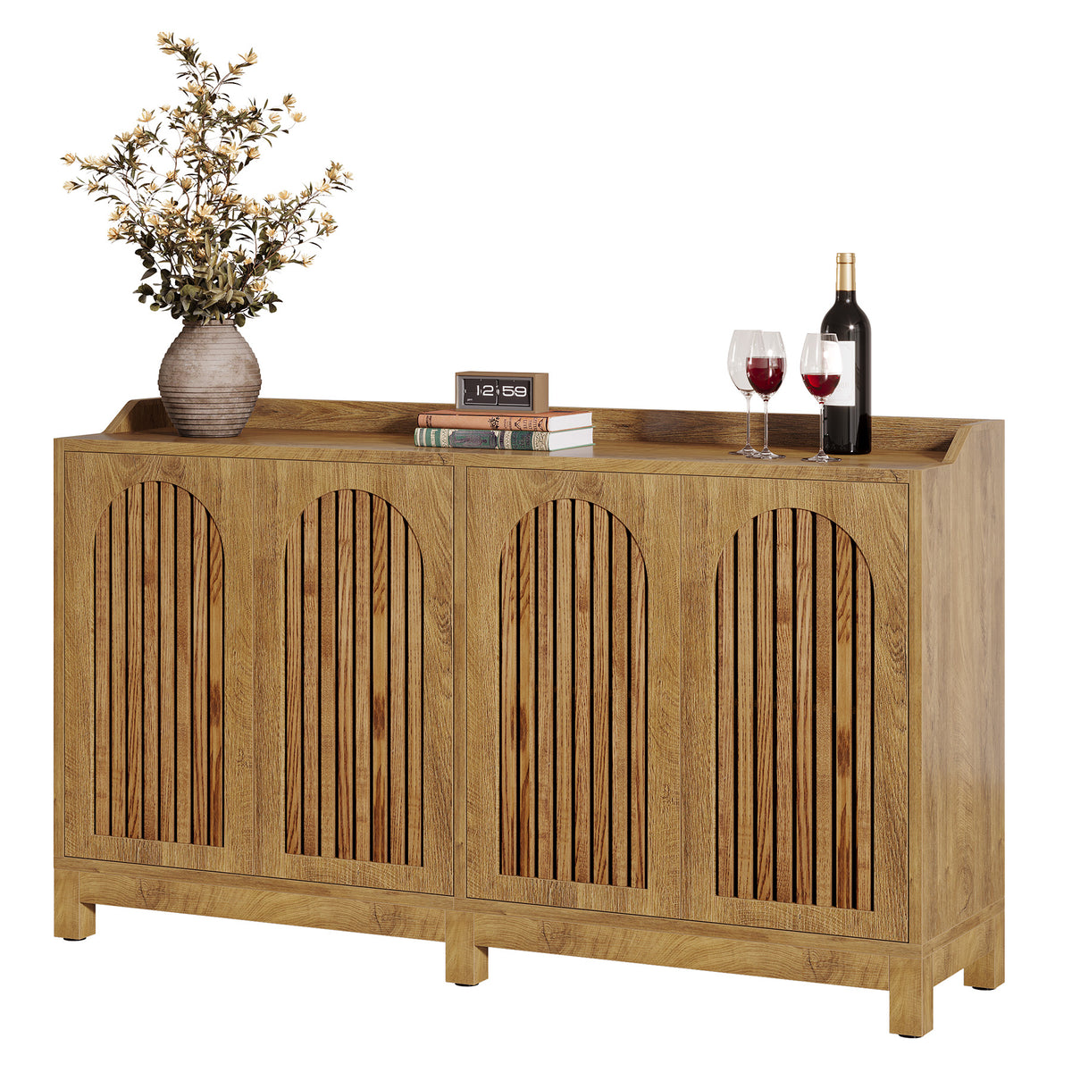 145cm Sideboard, Rustic Buffet Cabinet with Doors & Shelves
