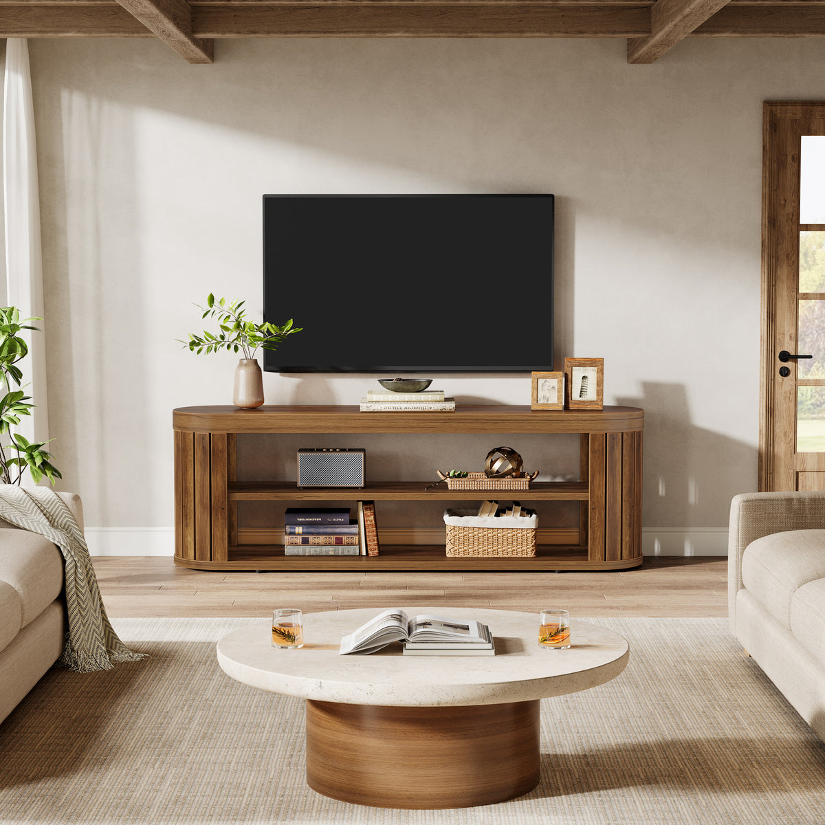 120cm TV Stand, 2-Tier Open Storage for TVs up to 55"