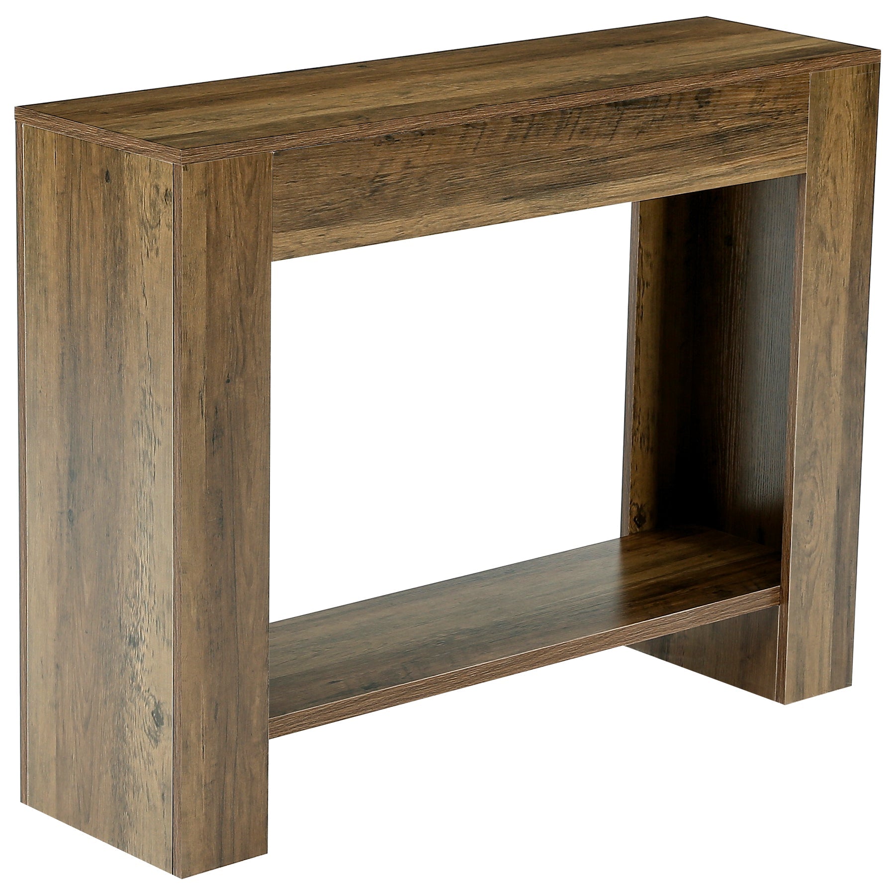 105cm Farmhouse Console Table with 2-Tier Shelf, Narrow Entryway Sofa Table with Storage