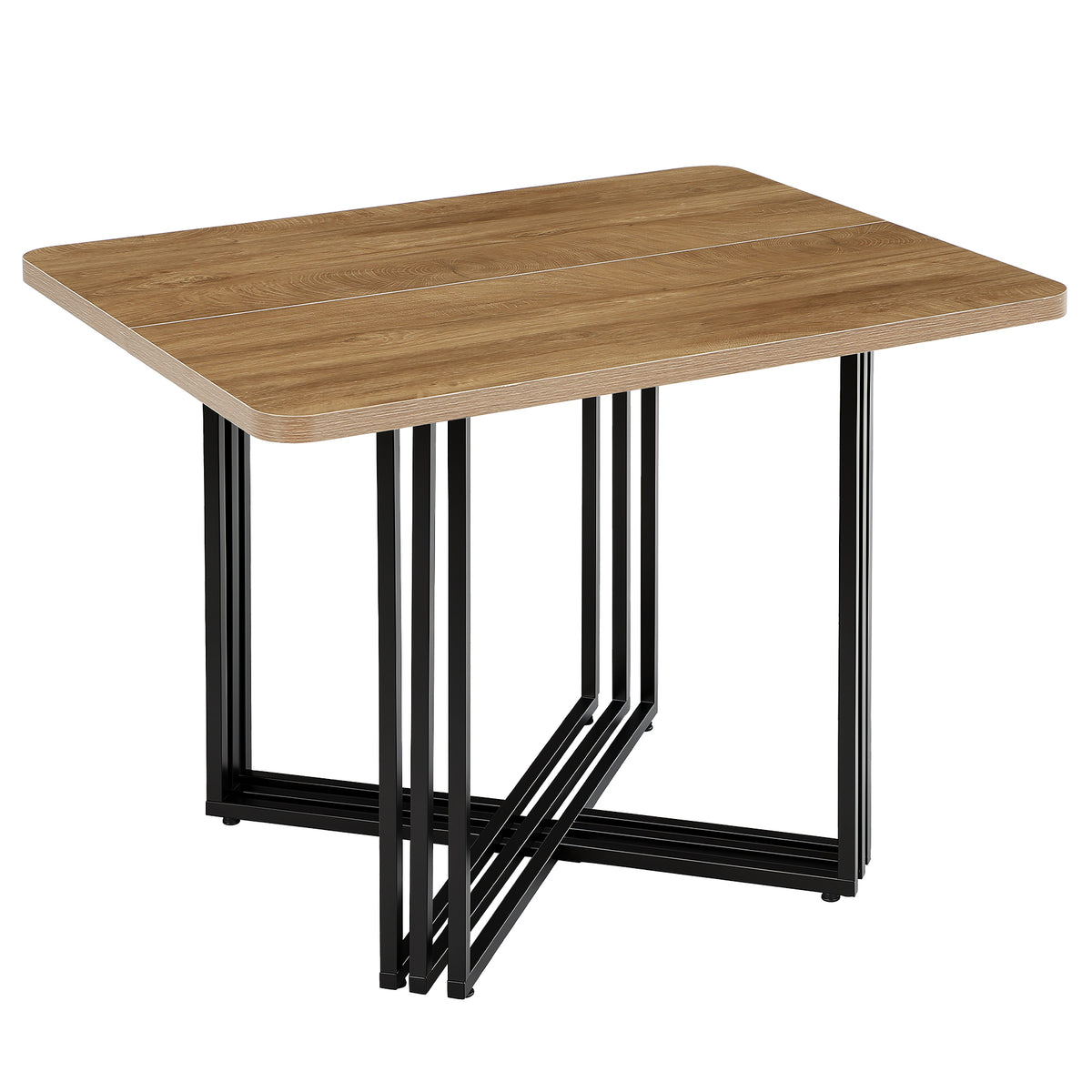 100cm Dining Table, 4-Seater Rectangular Industrial Rustic Metal Frame