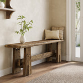 59" Wood Entryway Bench, Traditional Hallway Bench End of Bed Bench 3