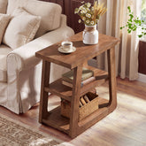 50cm Side Table, Farmhouse 3-Tier Solid Wood End Table for Small Spaces 3