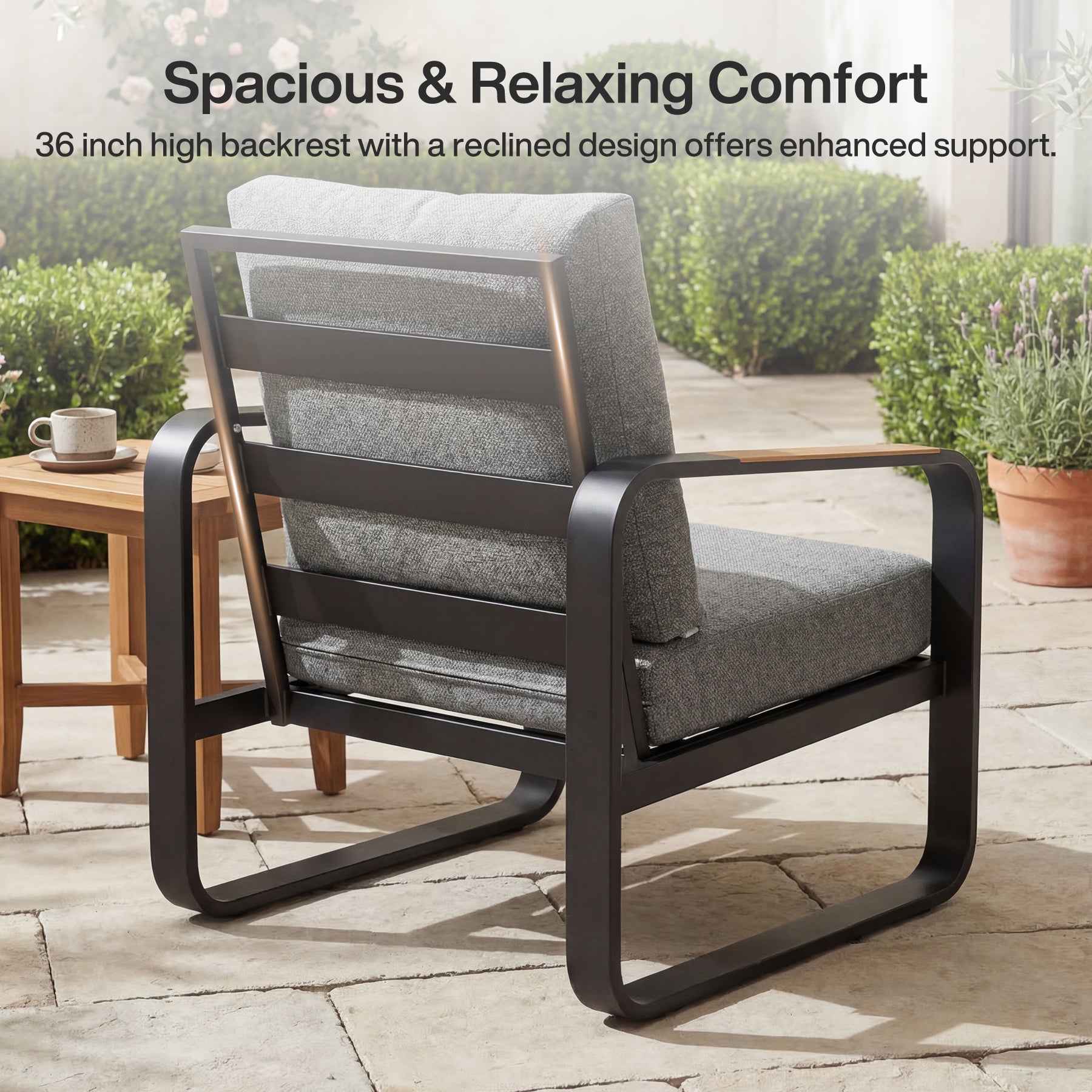 29.9" Wide Outdoor Patio Sofa, Modern Single Seat With Removable Cushions