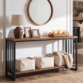 140cm Console Table, Narrow Country Hallway Table with Metal Frame 3